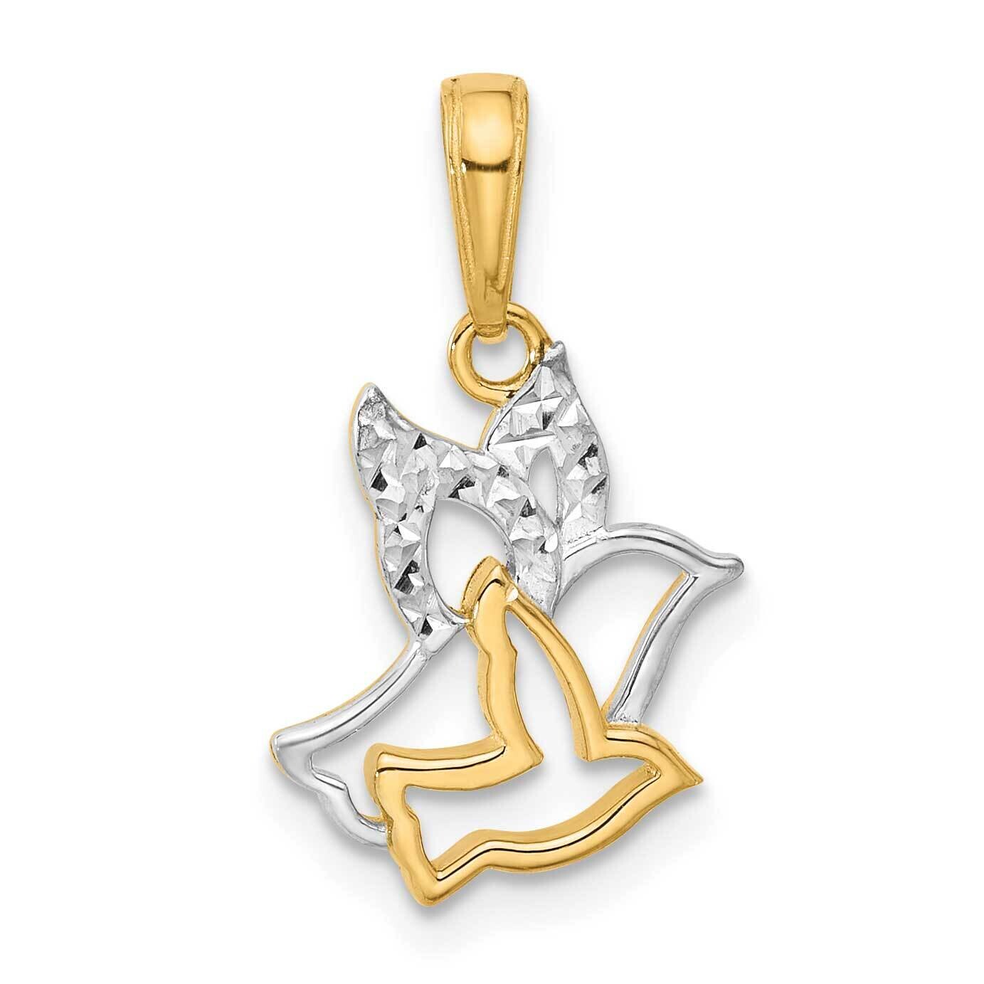 Diamond-Cut Doves Pendant 14k Gold White Rhodium C4973, MPN: C4973,