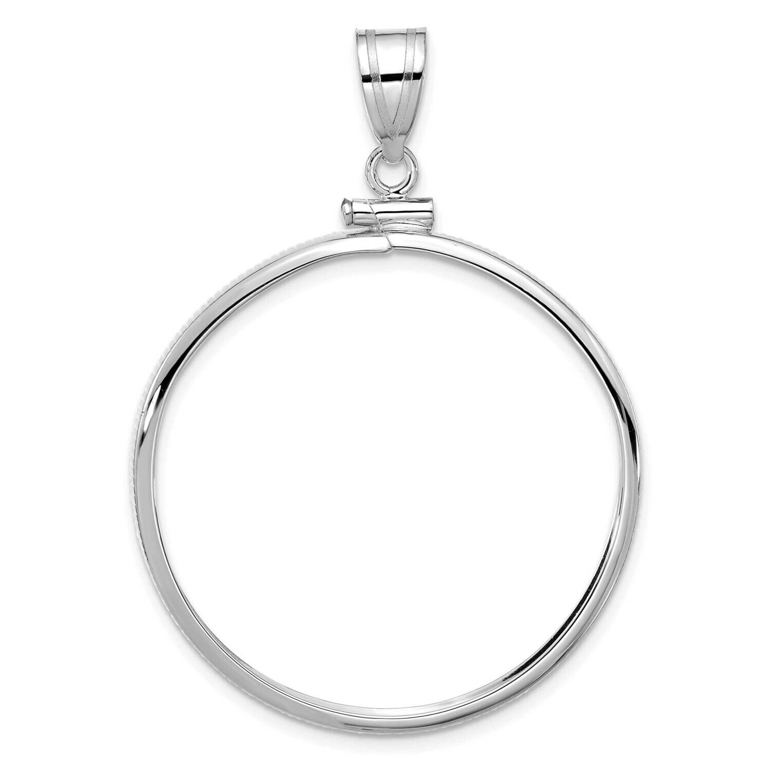 Polished Screw Top 32.7mm X 3mm Coin Bezel Pendant 14k White Gold C1885W/32.7