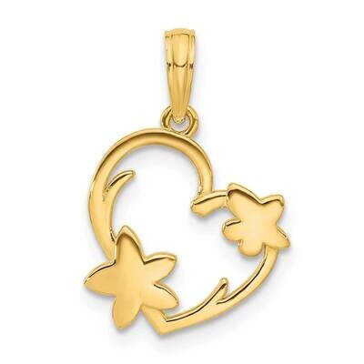 Floral Heart Pendant 14k Polished Gold D5389, MPN: D5389,
