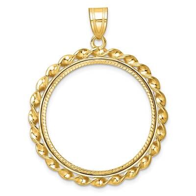 Diamond-Cut &amp; Twisted Wire Prong 27.0mm Coin Bezel Pendant 14k Gold C8181/27.0, MPN: C8181/27.0,