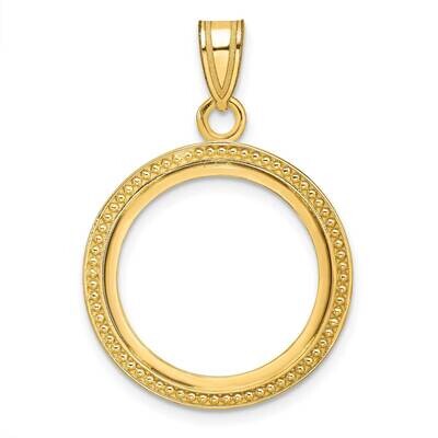 Polished Beaded Prong 18.0mm Coin Bezel Pendant 14k Gold C8183/18.0, MPN: C8183/18.0,