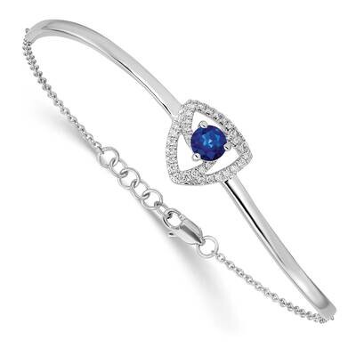 Diamond Sapphire Triangles 7 Inch .5 Inch Extension Bracelet 14k White Gold BM6898-SA-020-WA, MPN: …