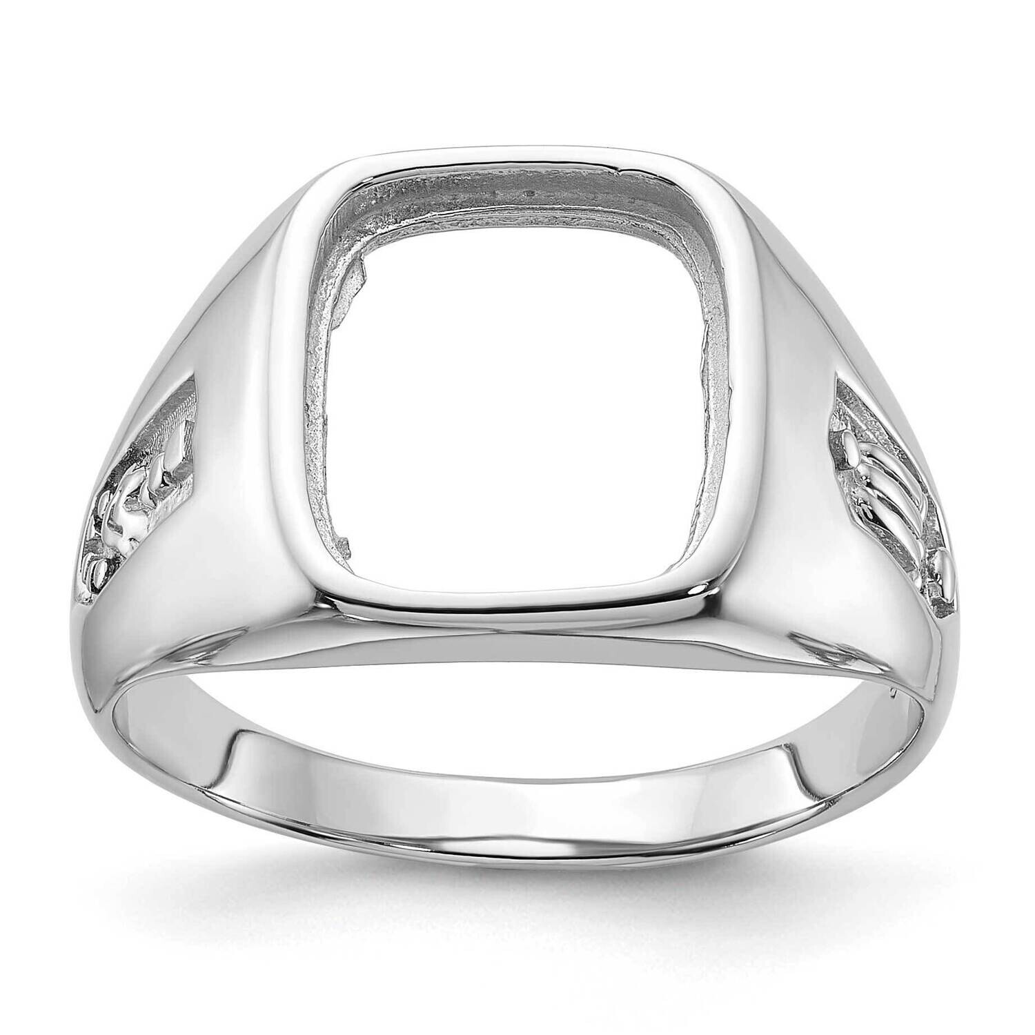 Men&#39;s Polished Grooved Masonic Ring Mounting 10k White Gold 10Y1589