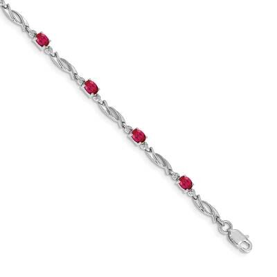Diamond Ruby Bracelet 7.25 Inch 10k White Gold BM4476-RU-001-1WA, MPN: BM4476-RU-001-1WA,