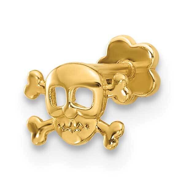 18 Gauge Skull Crossbones Screwback Cartilage Body Jewelry 14k Gold BD263
