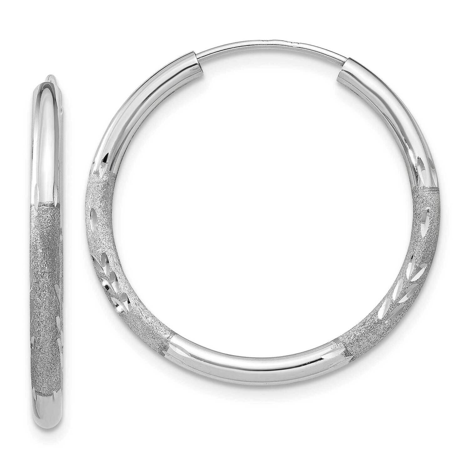 2mm Diamond-Cut Endless Hoop Earrings 10k White Gold 10XY1202, MPN: 10XY1202,