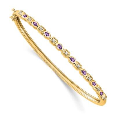 Amethyst Diamond Bangle 14k Gold BM7222-AM-011-YA, MPN: BM7222-AM-011-YA, 886774130101