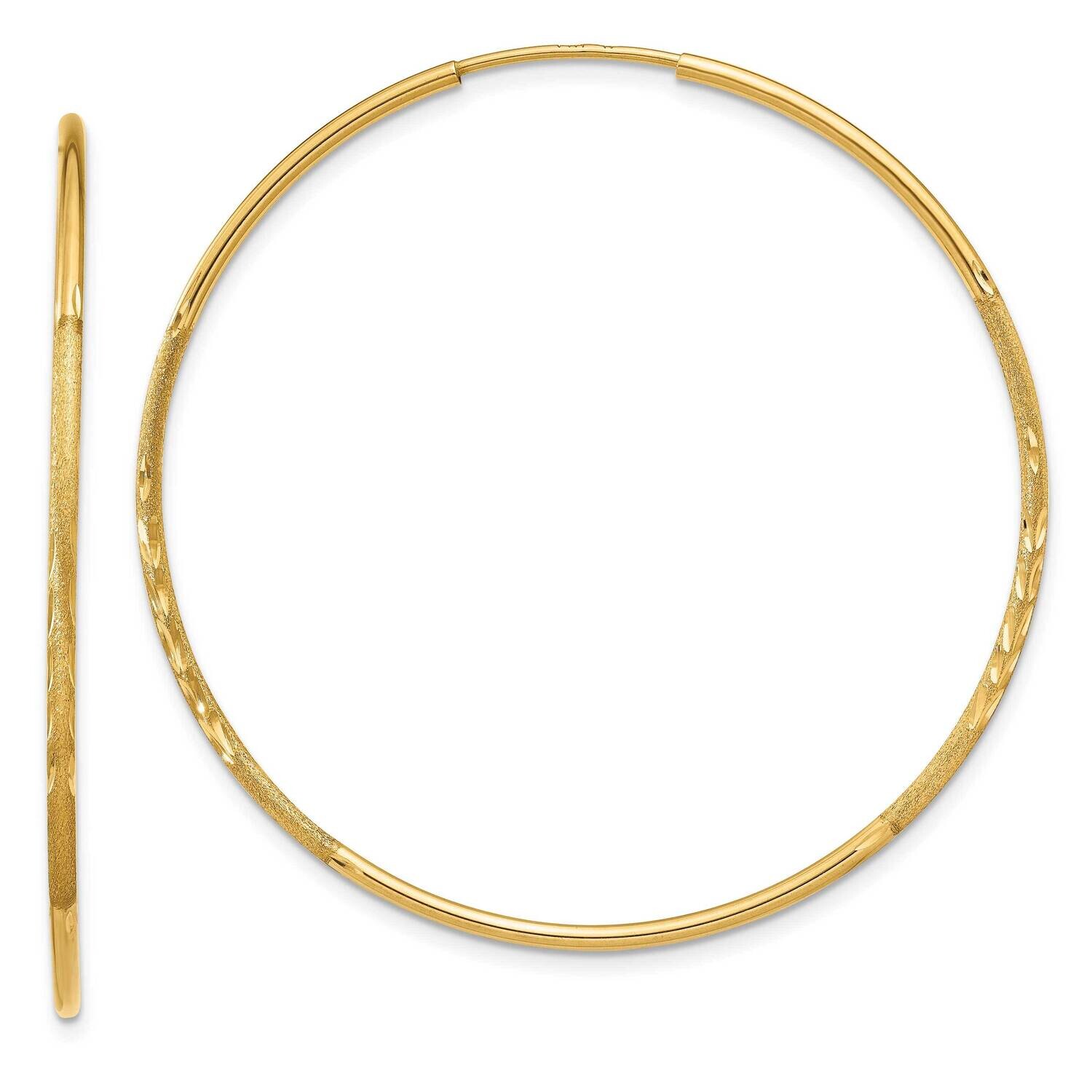 1.25mm Diamond-Cut Endless Hoop Earring 10k Gold 10XY1221, MPN: 10XY1221,