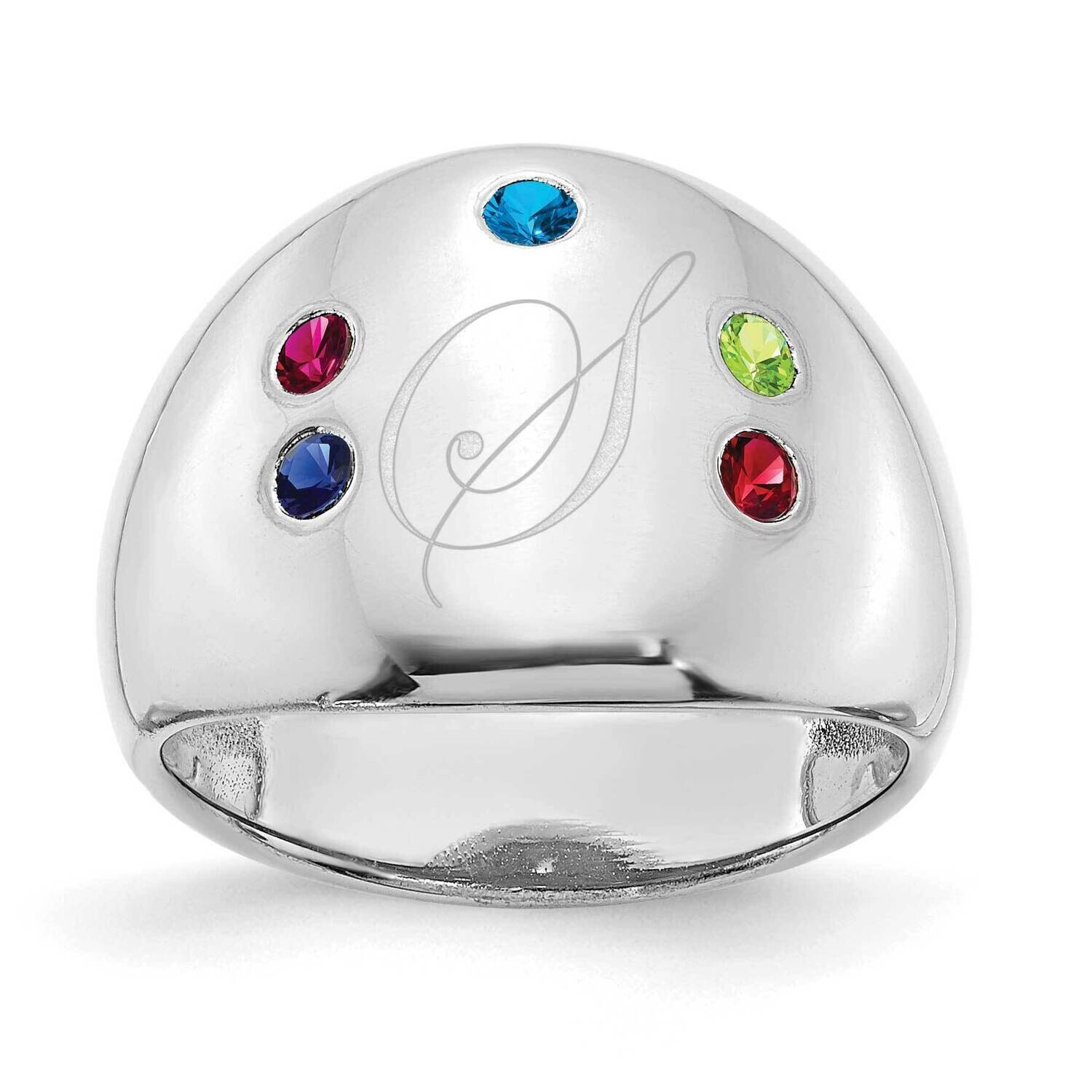 5 Birthstone Personalized Cigar Ring 10k White Gold 10XNR113W, MPN: 10XNR113W,
