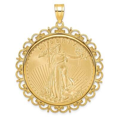 Polished Fancy Prong Mounted 1Oz American Eagle Coin Bezel Pendant 14k Gold C8190/32.7C, MPN: C8190…