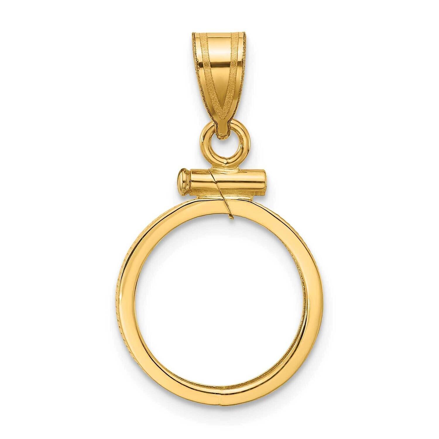 Polished Screw Top 14.0mm X 1.1mm Coin Bezel Pendant 14k Gold C1885/14.0, MPN: C1885/14.0,