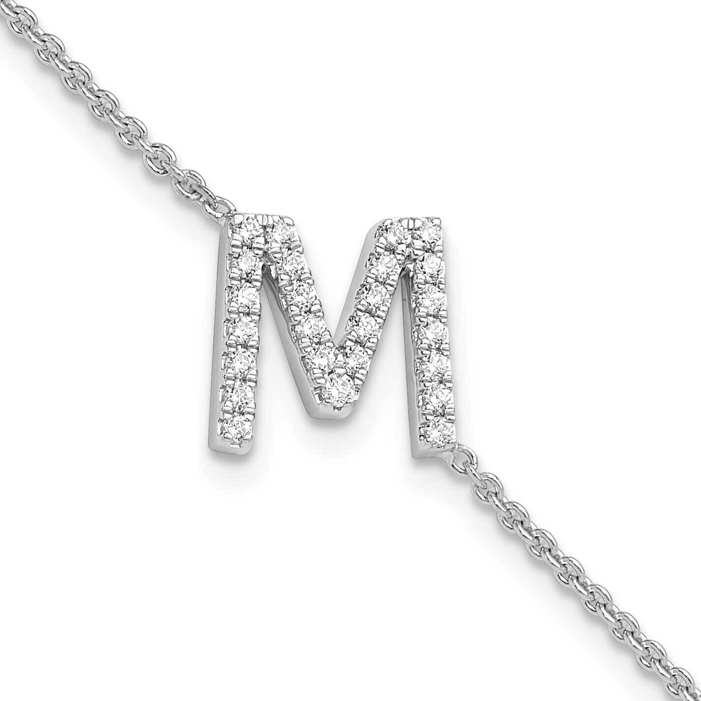 Diamond Sideways Letter M 1 Inch Extender Bracelet 14k White Gold BM9951M-031-WA, MPN: BM9951M-031-…