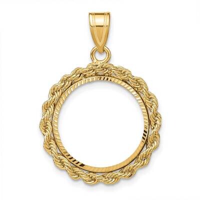 Diamond-Cut Rope Prong 16.5mm Coin Bezel Pendant 14k Gold C8178/16.5, MPN: C8178/16.5,