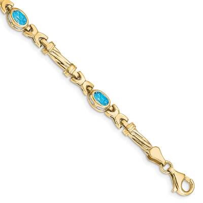 Blue Topaz 4 Stone Bracelet 7.25 Inch 10k Gold BM4497-BT-1Y, MPN: BM4497-BT-1Y,