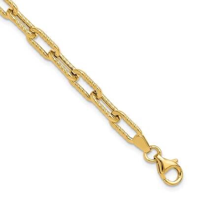 Textured Fancy Link Bracelet 7.5 Inch 14k Polished Gold FB2004-7.5, MPN: FB2004-7.5,