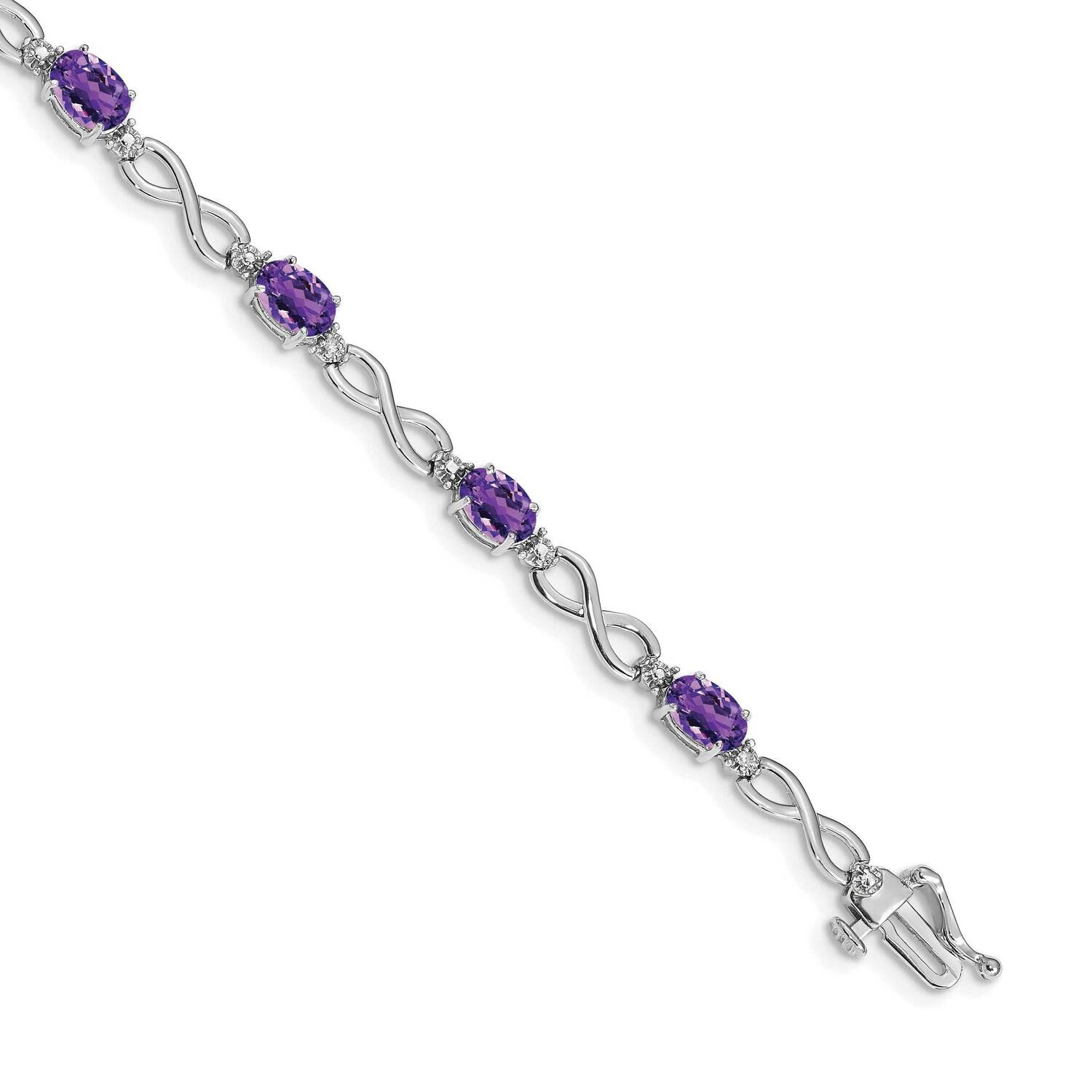 Amethyst Diamond Infinity Bracelet 7 Inch 14k White Gold BM4494-AM-003-WA, MPN: BM4494-AM-003-WA,