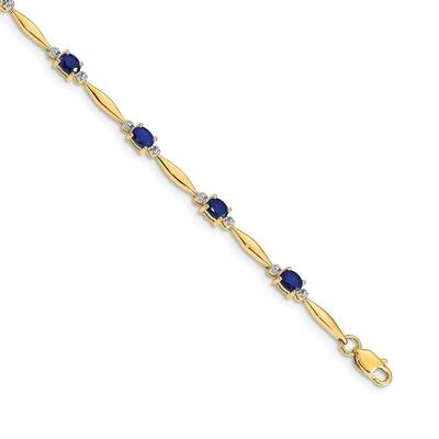 Diamond Oval Sapphire Bracelet 7.25 Inch 10k Gold BM4484-SA-001-1YA, MPN: BM4484-SA-001-1YA,