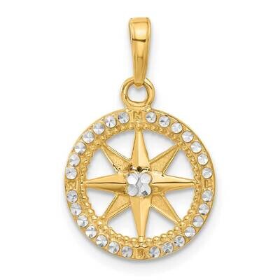 Diamond-Cut Compass Pendant 14k Gold White Rhodium  C4923 by Men&#39;s Jewelry and Accessories, MPN: C4…