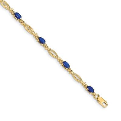 Diamond Sapphire Bracelet 7.25 Inch 10k Gold BM4483-SA-001-1YA, MPN: BM4483-SA-001-1YA,