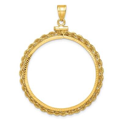 Diamond-Cut Rope Screw Top 32.0mm X 2.85mm Coin Bezel Pendant 14k Gold C8179/32.0, MPN: C8179/32.0,