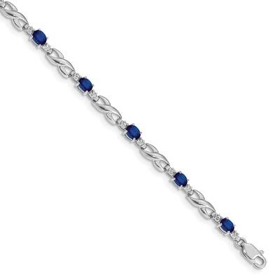 Diamond Sapphire Bracelet 7 Inch 10k White Gold BM4477-SA-001-1WA, MPN: BM4477-SA-001-1WA, 88677412…