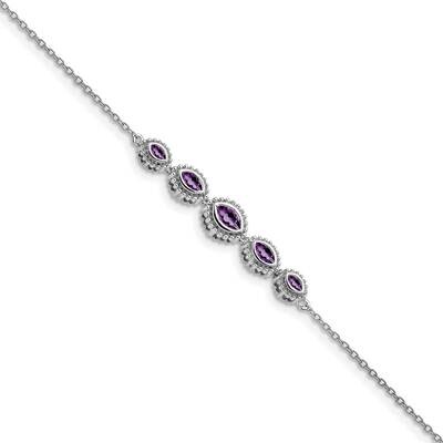 Marquise Amethyst Bracelet 7 Inch 14k White Gold BM7200-AM-W, MPN: BM7200-AM-W, 886774129938