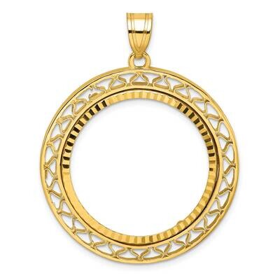 Polished Fancy Wire Diamond-Cut Prong 27.0mm Coin Bezel Pendant 14k Gold C8194/27.0, MPN: C8194/27.…