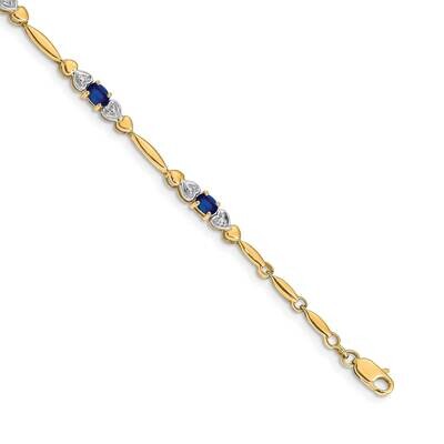 Diamond Sapphire Bracelet 7 Inch 10k Gold BM4479-SA-001-1YA, MPN: BM4479-SA-001-1YA, 886774128887