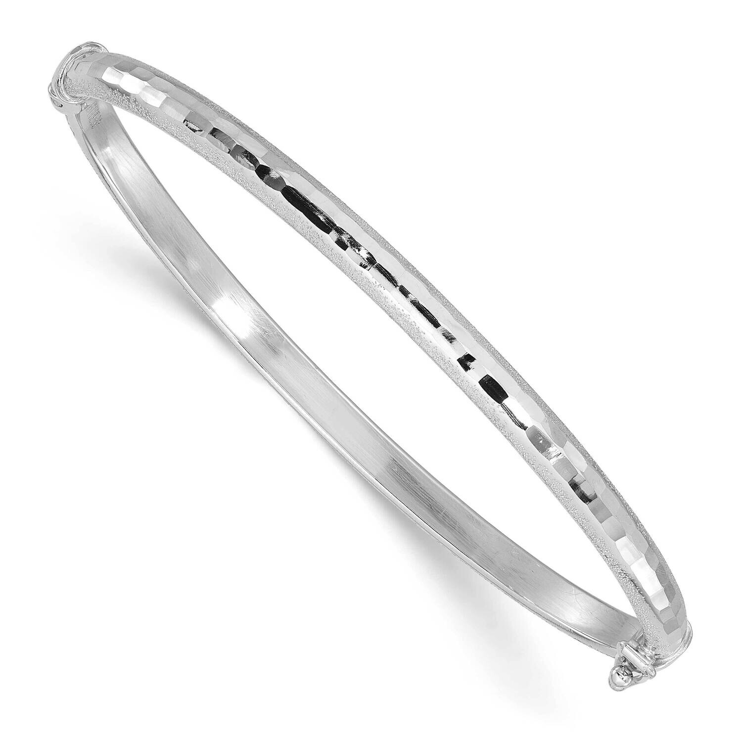 Diamond-Cut Laser-Cut Hinged Bangle Bracelet 14k White Gold DB731W, MPN: DB731W,