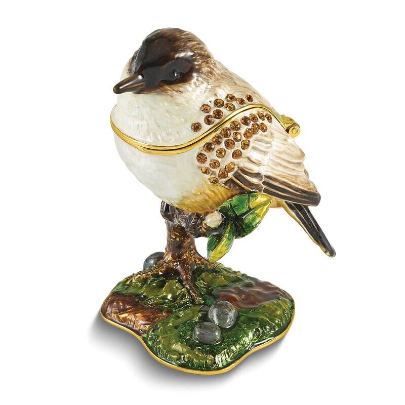 Aves Eastern Phoebe Flycatcher Bird Trinket Box Bejeweled BJ4203
