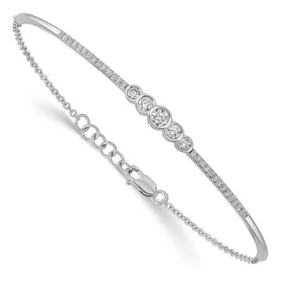 Polished Diamond Bezel Set Bar 7 Inch .5 Extension Bracelet 14k White Gold BM6873-050-WA, MPN: BM68…