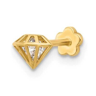 18 Gauge Polished CZ 3D Diamond Shaped Cartilage Body Jewelry 14k Gold BD245, MPN: BD245,