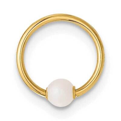18 Gauge Polished Imitation Pearl Cartilage Ring 14k Gold BD274, MPN: BD274,