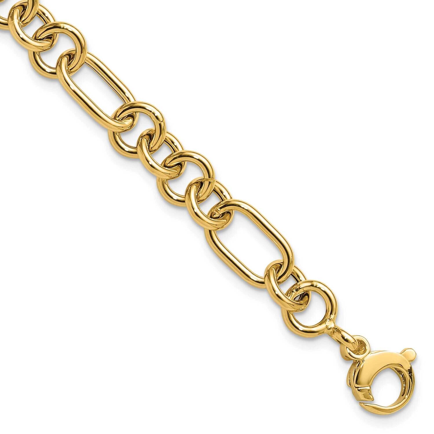 Fancy Link Bracelet 7.75 Inch 14k Polished Gold FB2011-7.75