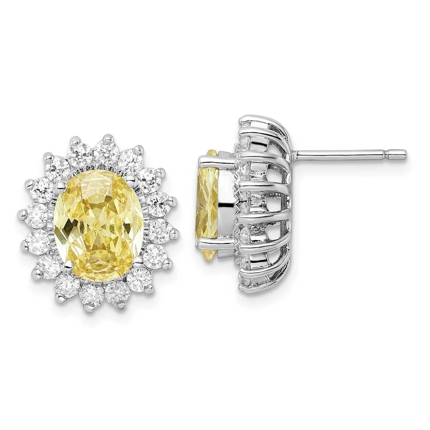 Lady Di Canary &amp; White CZ Earrings Sterling Silver Rhodium-Plated E0071WPCAZCZ, MPN: E0071WPCAZCZ, …