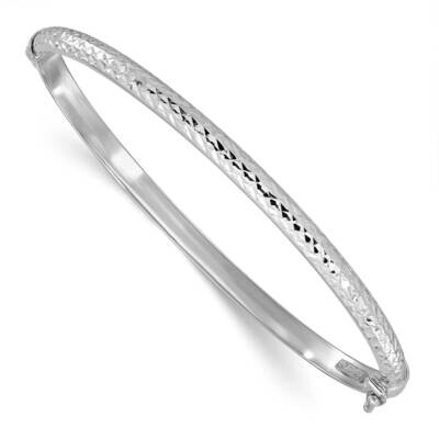 Diamond Cut 4mm Hinged Bangle 14k White Gold DB733W, MPN: DB733W,