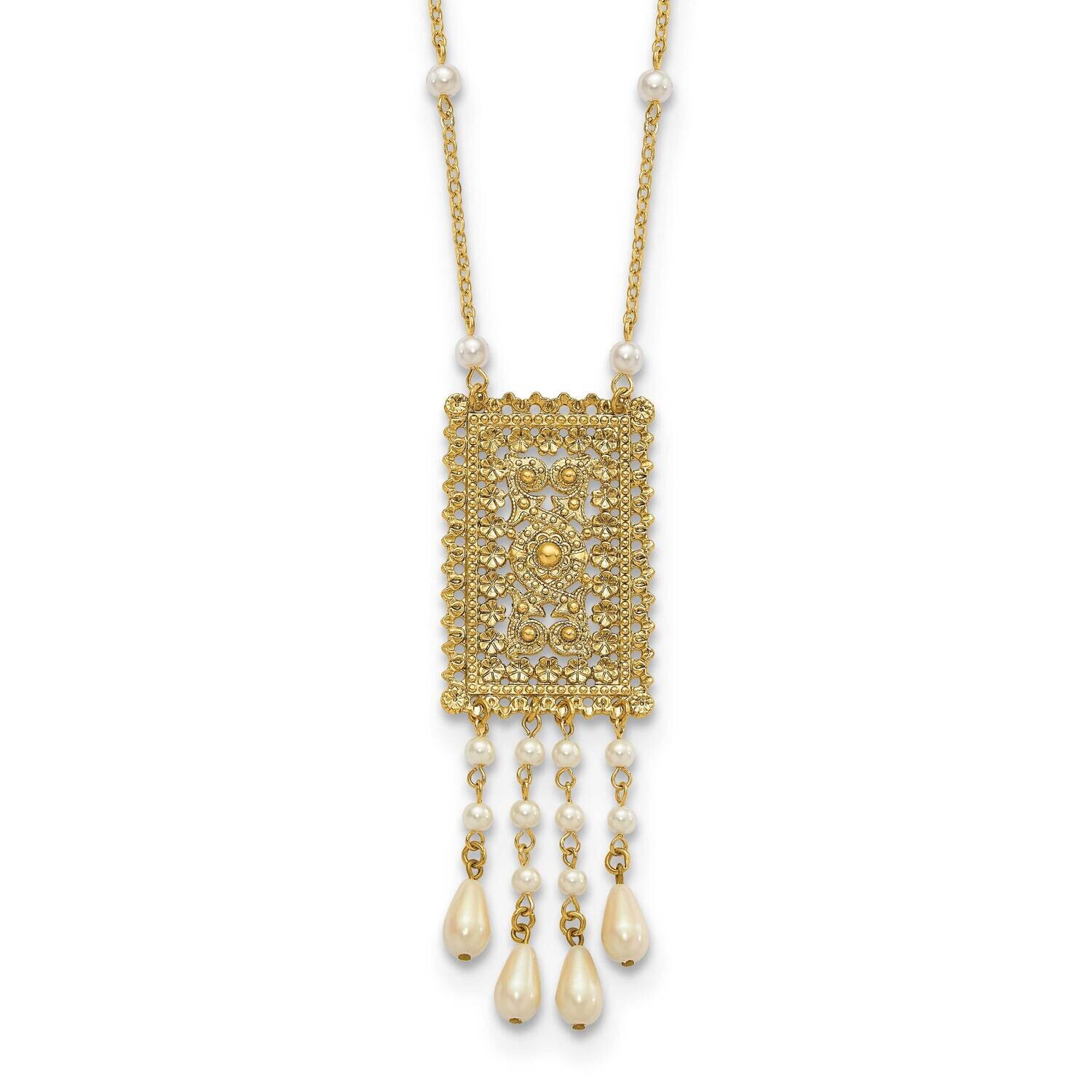 1928 Jewelry Rectangle Imitation Pearl Drop 28 Inch Necklace Gold-Tone BF3287, MPN: BF3287, 1199674…