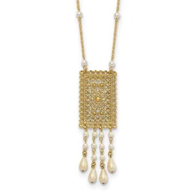 1928 Jewelry Rectangle Imitation Pearl Drop 28 Inch Necklace Gold-Tone BF3287, MPN: BF3287, 1199674…