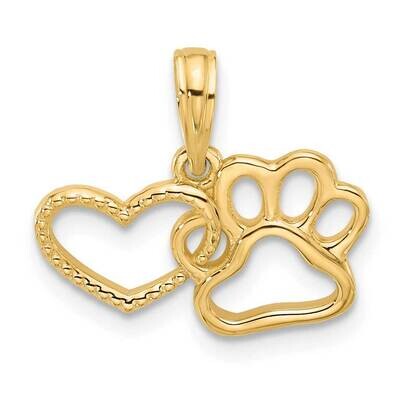 Fancy Heart Paw Charm 14k Polished Gold D5602, MPN: D5602,