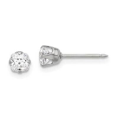 Inverness 4mm Square CZ Post Earrings Stainless Steel 653E, MPN: 653E,