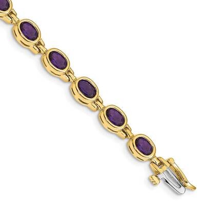 Oval Gemstone Amethyst Bracelet 7 Inch 14k Gold CB698AM-7, MPN: CB698AM-7,