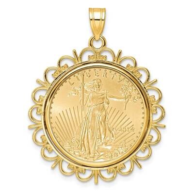 Polished Fancy Prong Mounted 1/4Oz American Eagle Coin Bezel Pendant 14k Gold C8190/22.0C, MPN: C81…