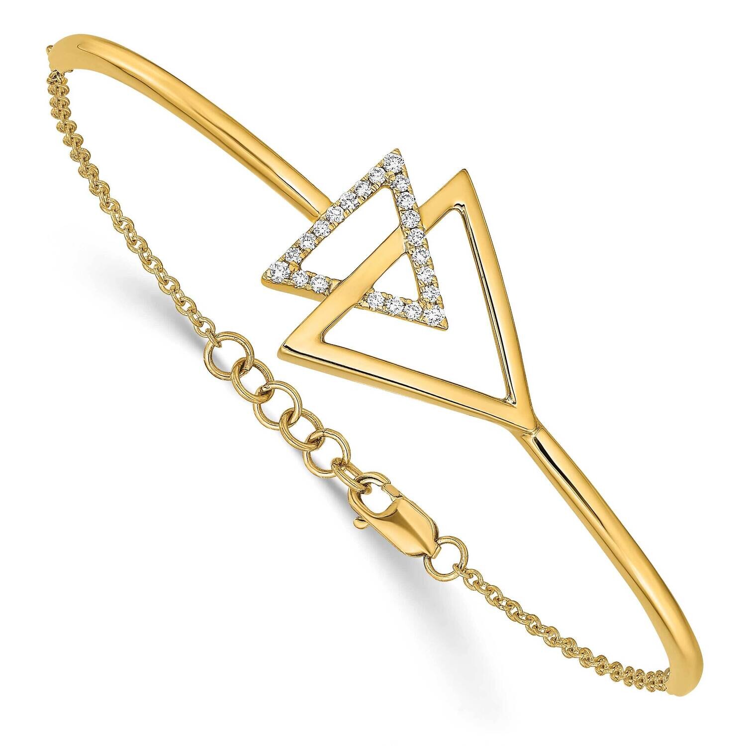 Triangle Diamond 7 Inch .5 Inch Extension Bracelet 14k Polished Gold BM6833-016-YA