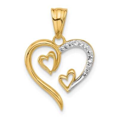 Diamond-Cut Open Hearts Pendant 14k Gold White Rhodium C4849, MPN: C4849,