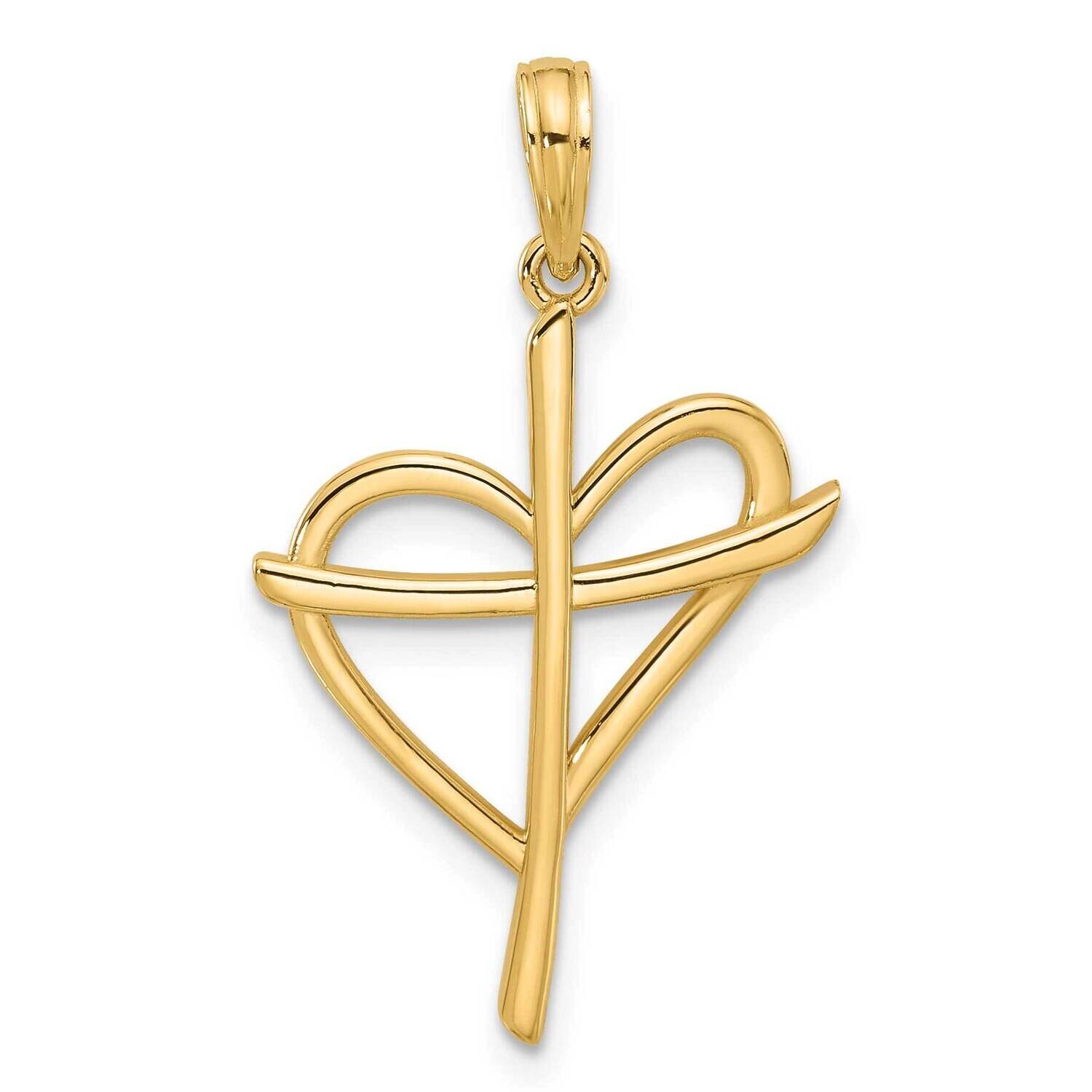 Fancy Cross Heart Charm 14k Gold D5497, MPN: D5497,