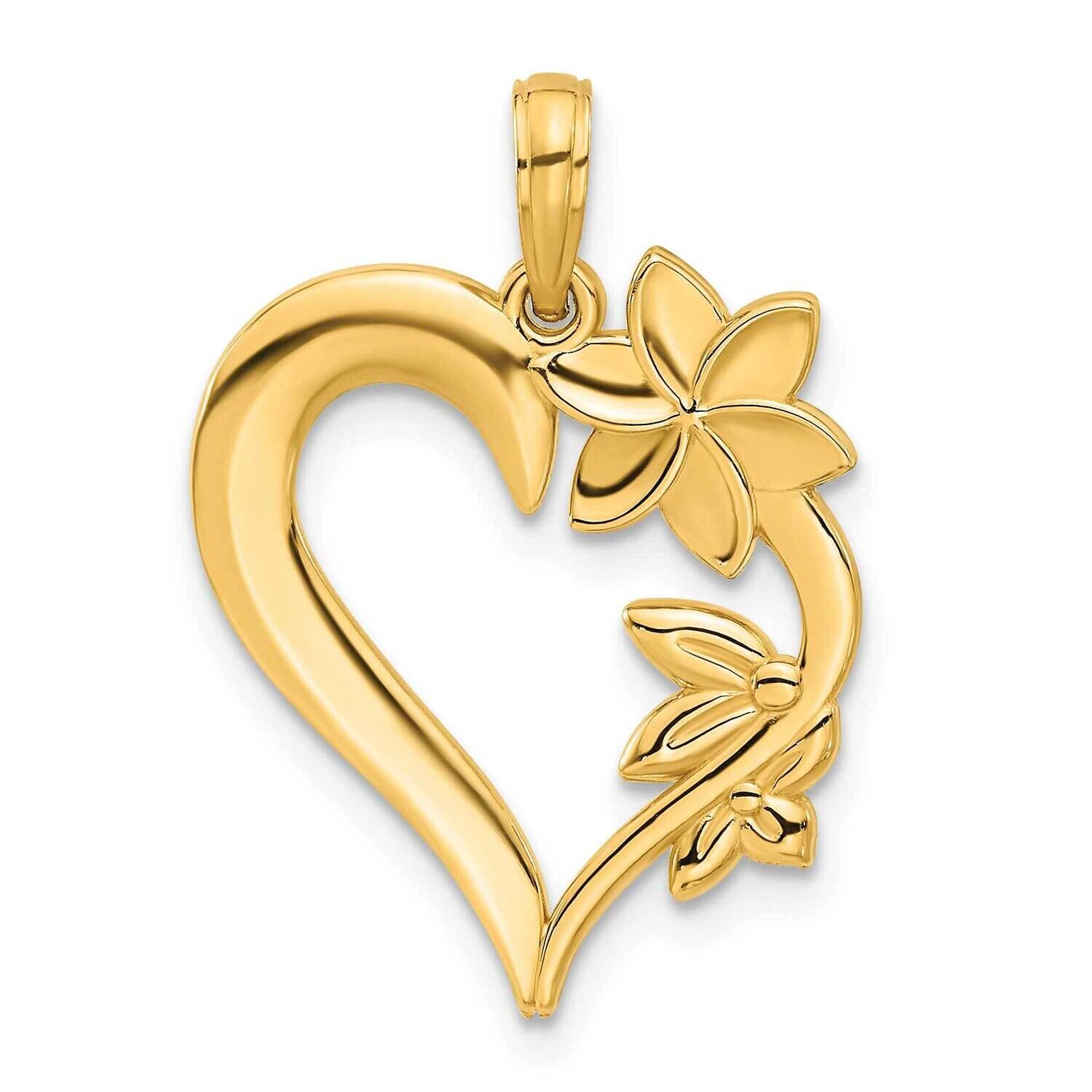 Floral Heart Pendant 14k Polished Gold D5305