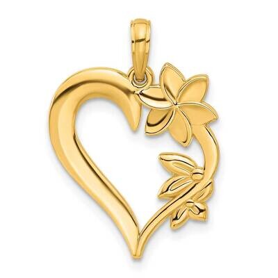 Floral Heart Pendant 14k Polished Gold D5305, MPN: D5305,