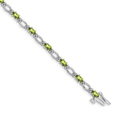 Diamond Peridot Bracelet 7 Inch 14k White Gold BM4491-PE-010-WA, MPN: BM4491-PE-010-WA,