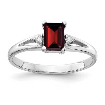 6X4mm Emerald Cut Garnet Aa Diamond Ring 10k White Gold 10Y4762GA/AA, MPN: 10Y4762GA/AA,