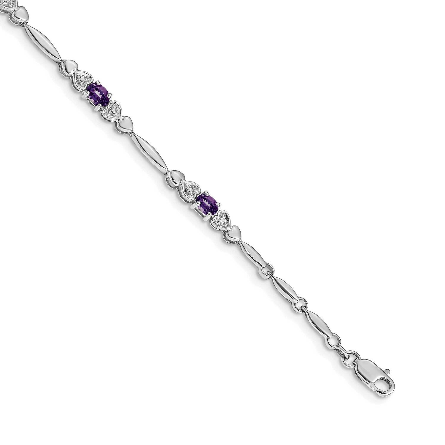 Diamond Amethyst Bracelet 7 Inch 14k White Gold BM4479-AM-001-WA, MPN: BM4479-AM-001-WA,